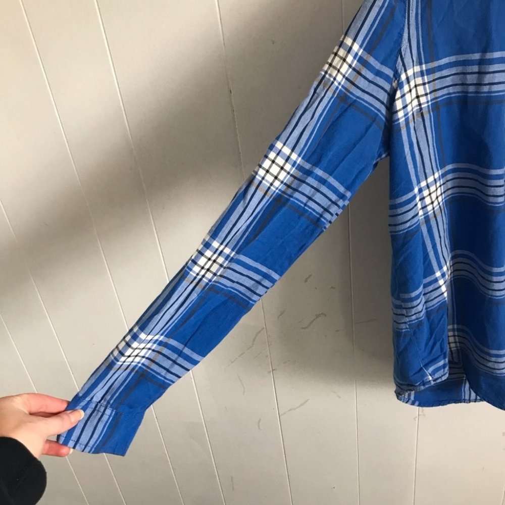 Forever 21 Blue Plaid Flannel! - Picture 4 of 5